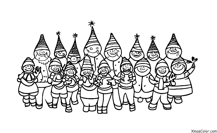Noël / Choeur de Noël: Un groupe d'adultes chantants des chants de Noël ensemble
