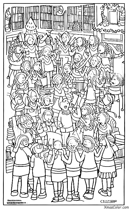 Noël / Choeur de Noël: Un groupe de personnes chantant des cantiques de Noël