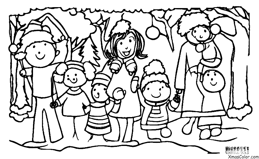 Noël / Choisir et couper un sapin de Noël: La famille ramène le sapin de Noël à la maison