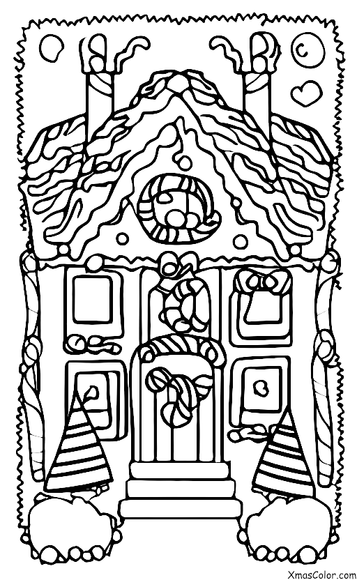 Noël / Construire des maisons de pain d'épices: Maison en pain d'épices en feu