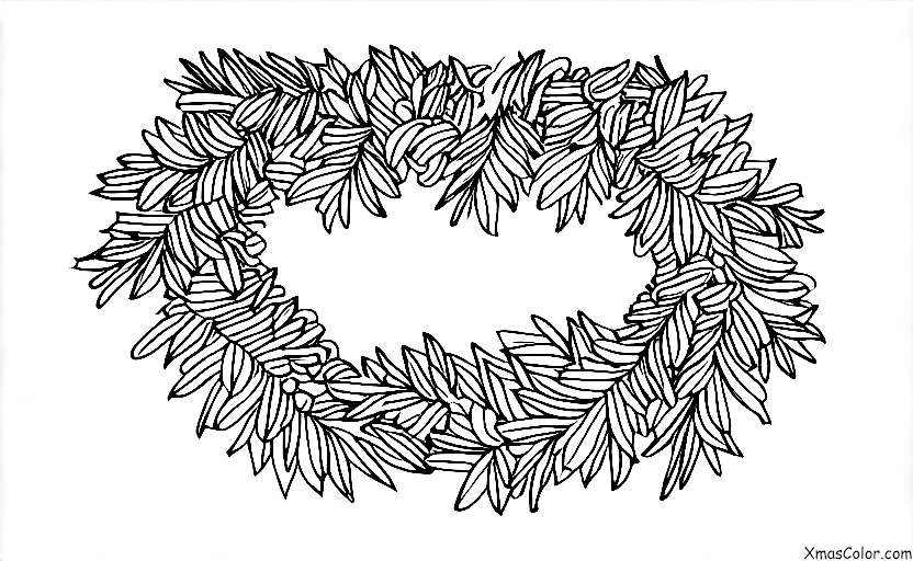 Noël / Couronnes de Noël: Couronne traditionnelle faite de houx et d'autres conifères