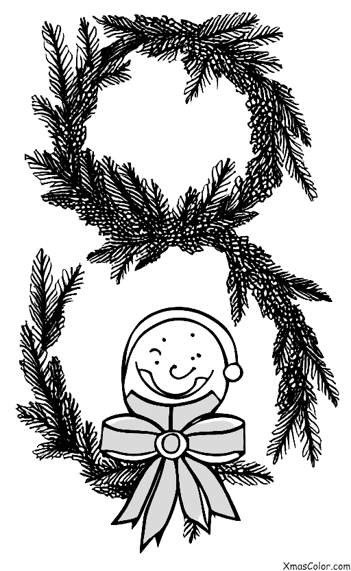 Noël / Couronnes de Noël: Un simple couronnement vert avec un nœud rouge