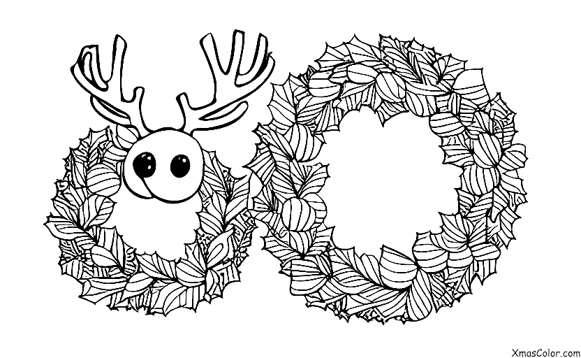 Noël / Couronnes: Couronne de Noël avec un renne