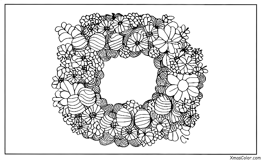 Noël / Couronnes: Un sapin fait de différentes fleurs de couleurs
