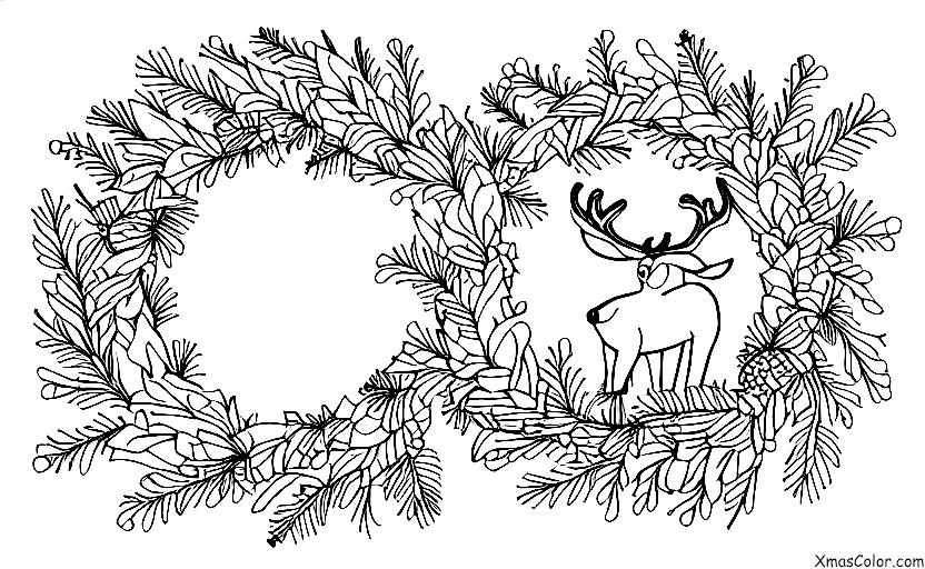 Noël / Couronnes: Une couronne de Noël avec un renne