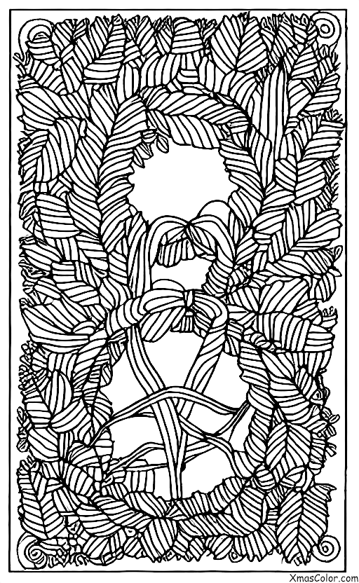 Noël / Couronnes: Une couronne traditionnelle composée de feuilles et de branches d'une plante toujours verte