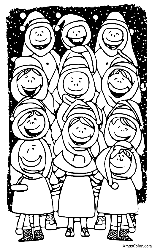 Noël / Danseur: Un groupe de chanteurs de Noël chantant et dansant