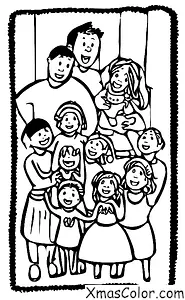 Noël / Danseur: Une famille autour du sapin de Noël, chantant et dansant