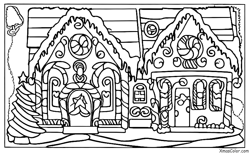 Noël / Décoration de maisons en pain d'épices: Une maison en pain d'épice avec une cheminée