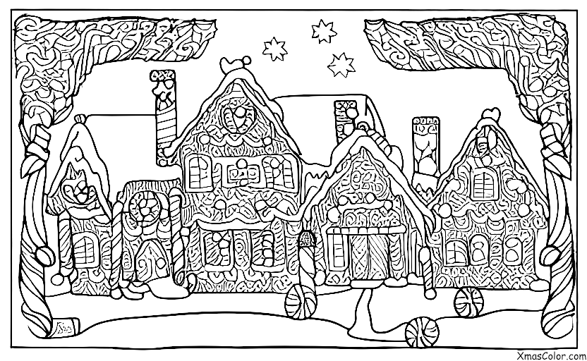 Noël / Décoration de maisons en pain d'épices: Veille de Noël