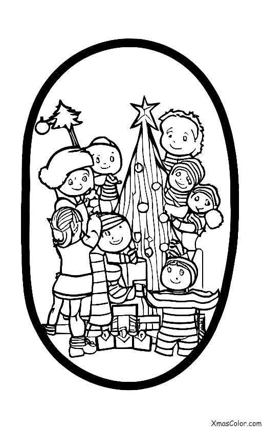 Noël / Décoration de Sapin de Noël: Une famille qui décore leur sapin de Noël ensemble