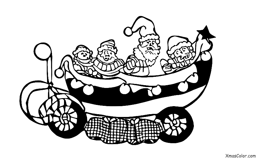 Noël / Défilés de Noël: Un chariot avec le Père Noël et ses rennes