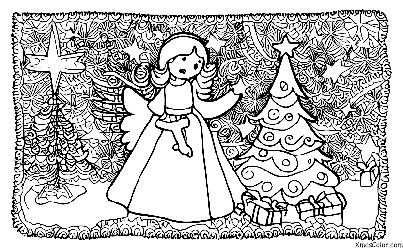 Noël / Differentes manières de décorer un sapin de Noël: Un sapin de Noël avec un ange en haut