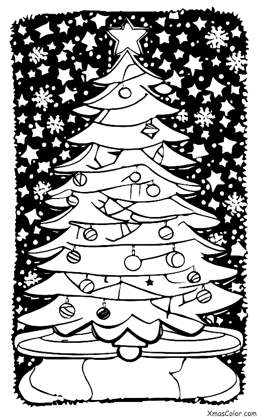 Noël / Differentes manières de décorer un sapin de Noël: Un sapin de Noël avec une étoile au sommet
