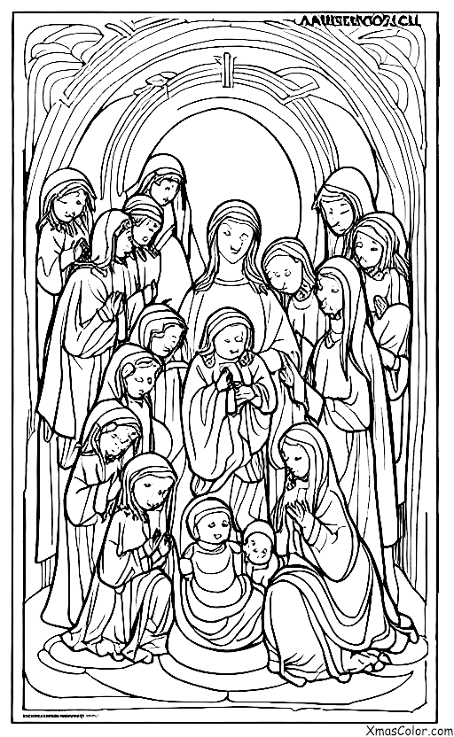 Noël / Écoute! Les anges annoncent: Le choeur angélique chantant devant le bébé Jésus