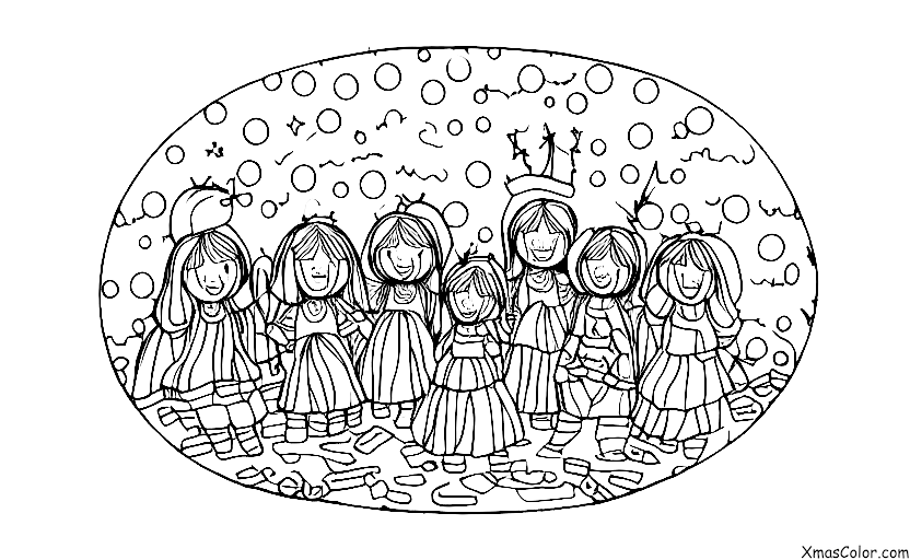 Noël / Écoute! Les anges annoncent: Le chœur des anges chantant dans un champ de neige