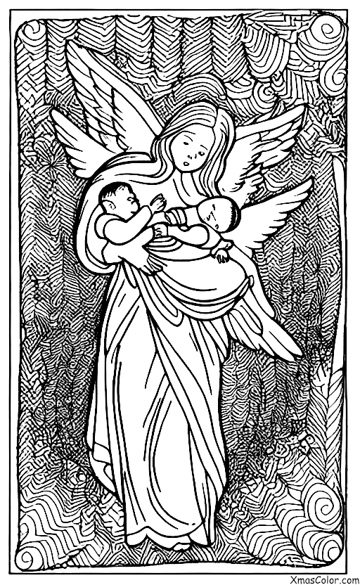 Noël / Écoute! Les anges annoncent: Un ange tenant un bébé