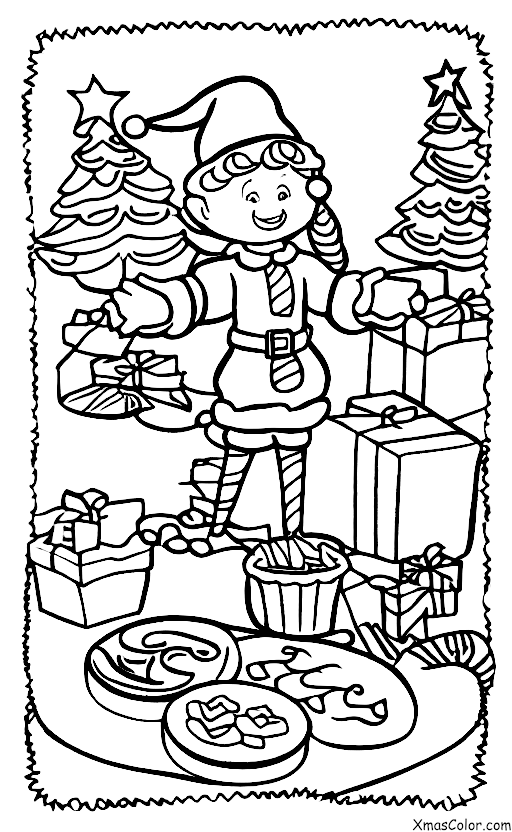 Noël / Elfe de Noël: Lutin de Noël en train de cuire des biscuits