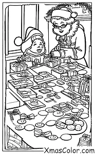 Noël / Emballage de cadeaux de Noël: Mme Claus emballage cadeaux