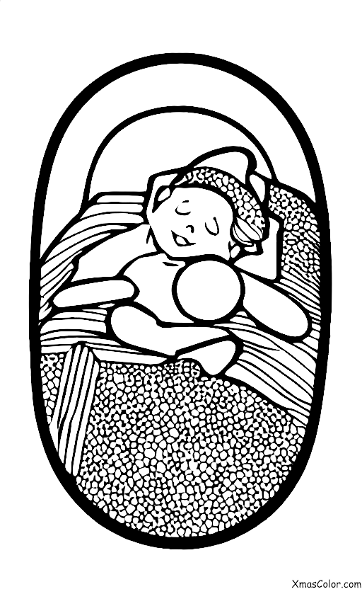Noël / Enfants: Un enfant endormi dans son lit la veille de Noël