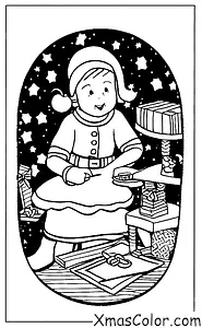 Noël / Enfants: Une fille qui écrit une lettre à Père Noël