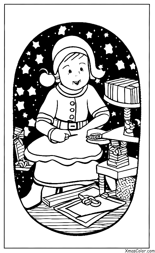 Noël / Enfants: Une fille qui écrit une lettre à Père Noël
