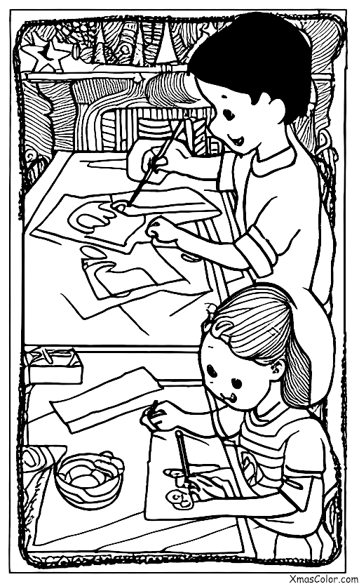 Noël / Envoyer des cartes de Noël: Un enfant qui adresse une carte de Noël