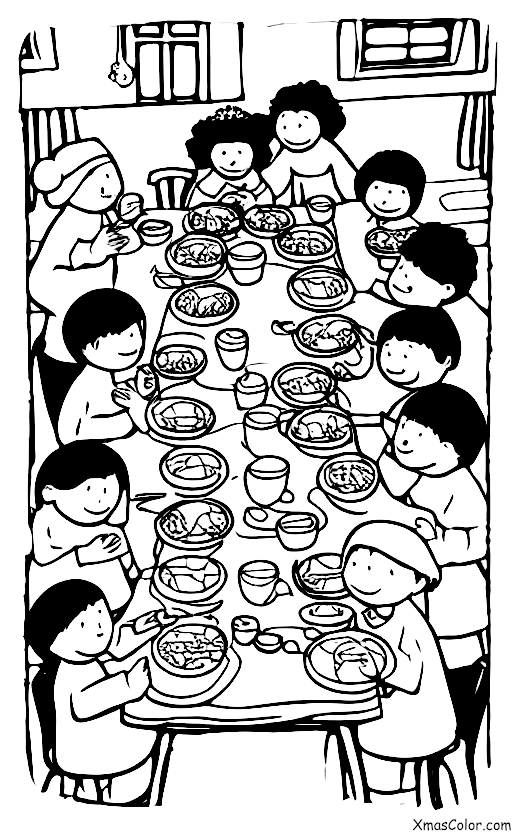 Noël / Espoir: Un groupe d'amis partageant un repas