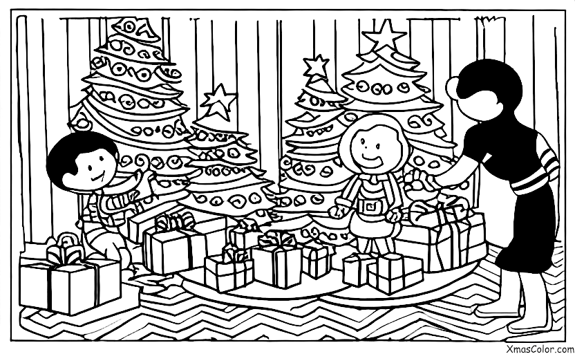 Noël / Esprit de Noël: Un enfant ouvrant un cadeau le matin de Noël