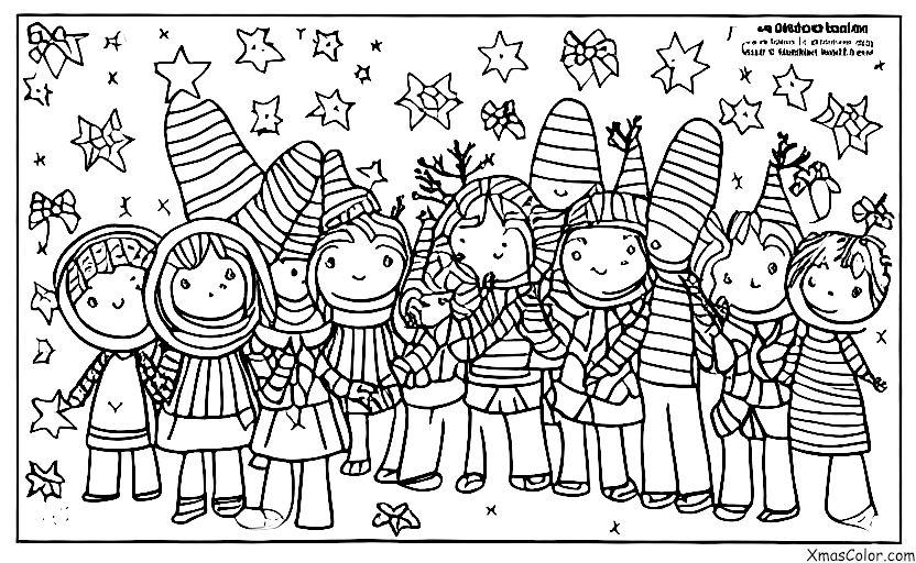 Noël / Esprit de Noël: Un groupe d'amis faisant du choeur ensemble