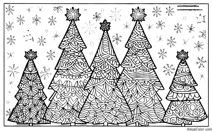 Noël / Flocons de neige: Un groupe de flocons de neige formant un sapin de Noël
