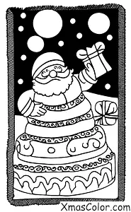 Noël / Gâteau de Noël: Un gâteau de Noël carré avec un visage de Père Noël dessus
