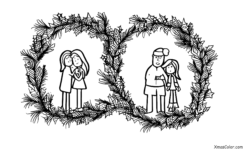 Noël / Gui: Un couple debout sous le gui