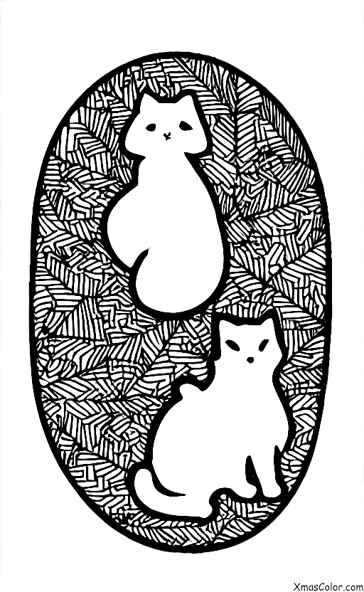 Noël / Gui: Un petit chat ou chien debout sous le gui
