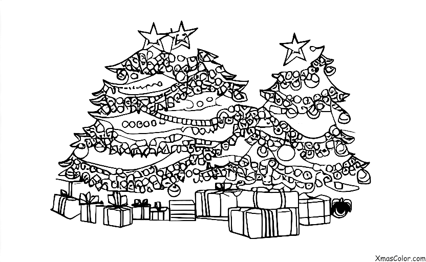 Noël / Guirlandes de Noël: Des lumières de Noël enroulées autour d'un sapin de Noël