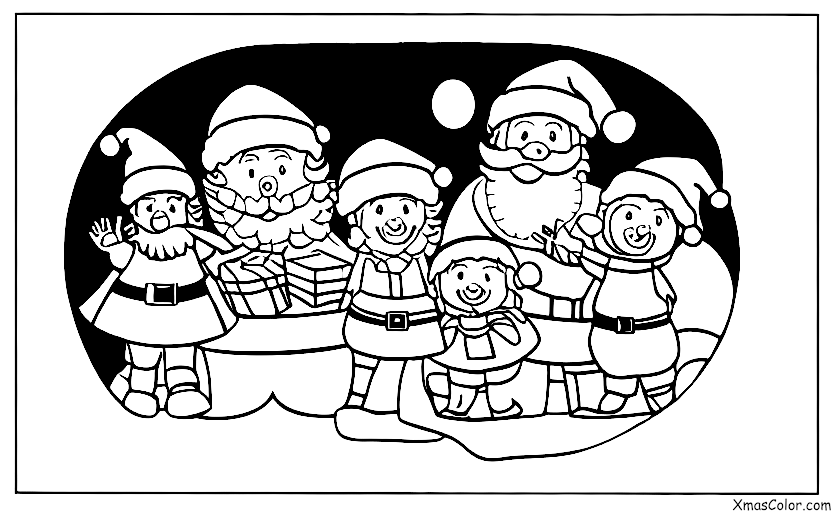 Noël / Habillez les salles: Père Noël distribuant les cadeaux