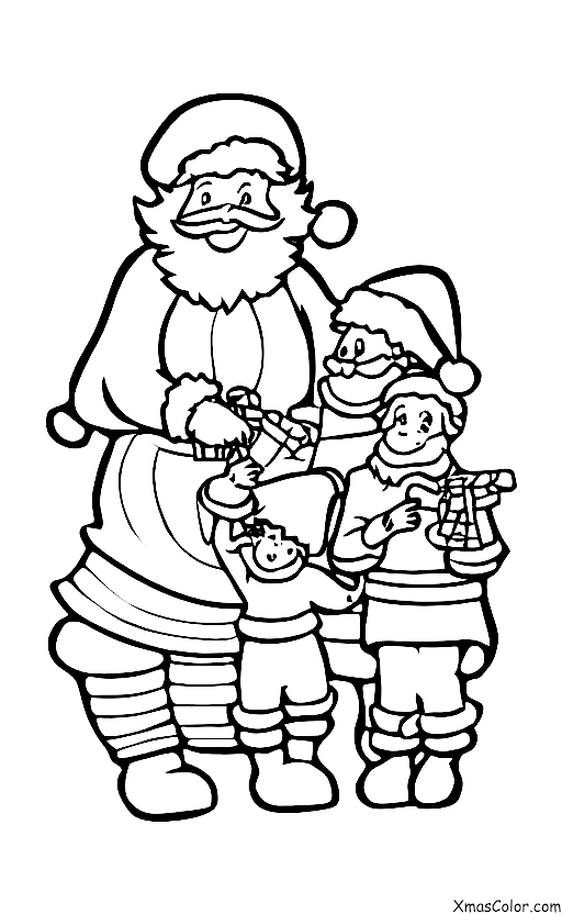 Noël / Habillez les salles: Père Noël et ses lutins décorant l'arbre de Noël