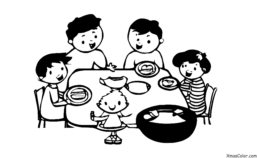 Noël / Hanoukka: Une famille réunie autour de la table en train de manger des latkes