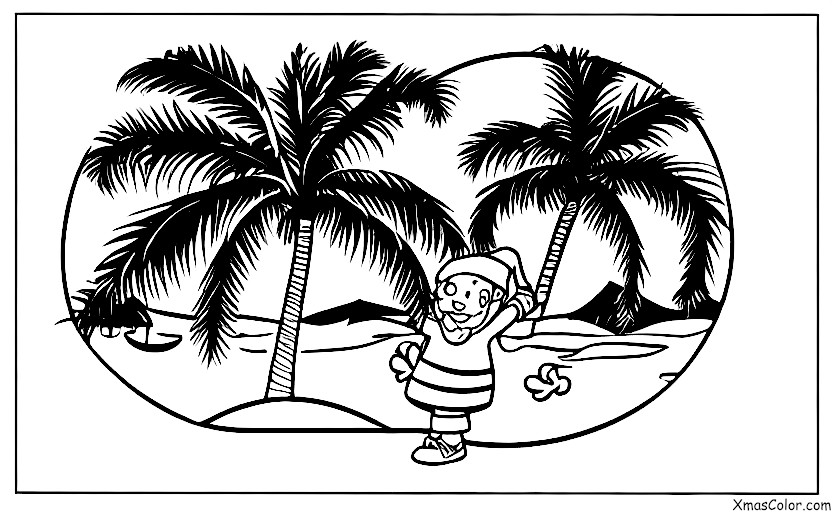 Noël / Île de Noël: Père Noël jouant au volleyball