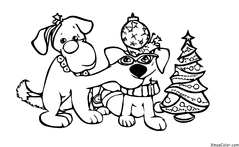 Noël / Installation de guirlandes de Noël: Accrocher les guirlandes de Noël par accident autour d'un chien