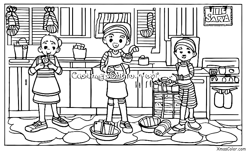 Noël / Je Serai à la Maison pour Noël: Un enfant qui cuit des biscuits pour le Père Noël