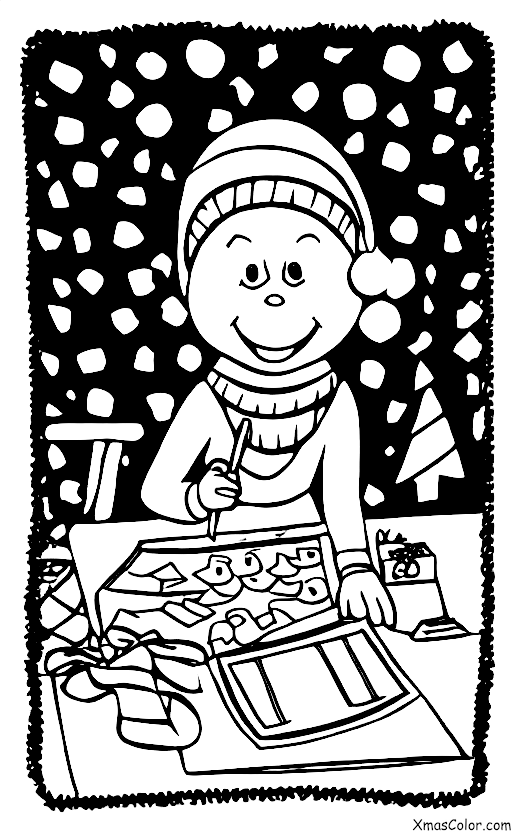 Noël / Je Serai à la Maison pour Noël: Un enfant qui écrit une lettre à Papa Noël