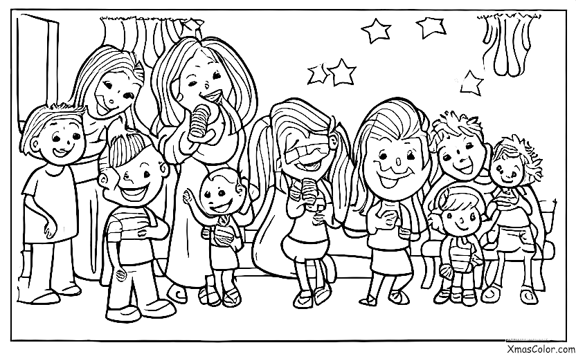 Noël / Je Serai à la Maison pour Noël: Une famille chantant ensemble