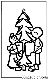 Noël / Je Serai à la Maison pour Noël: Une famille en train de décorer leur sapin de Noël