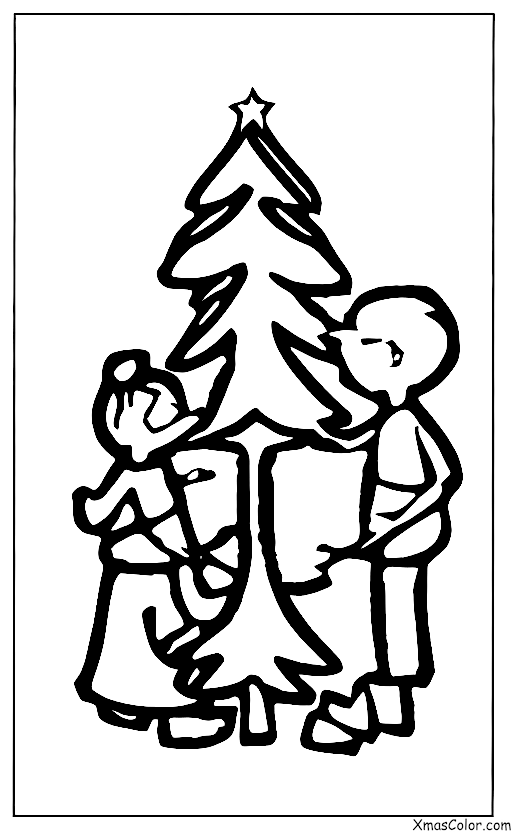 Noël / Je Serai à la Maison pour Noël: Une famille en train de décorer leur sapin de Noël
