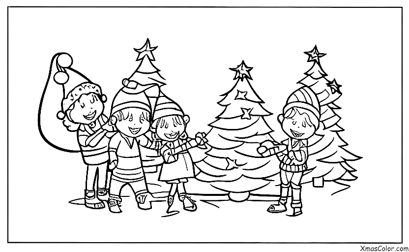Noël / Jeux: elfes décorants l'arbre de Noël