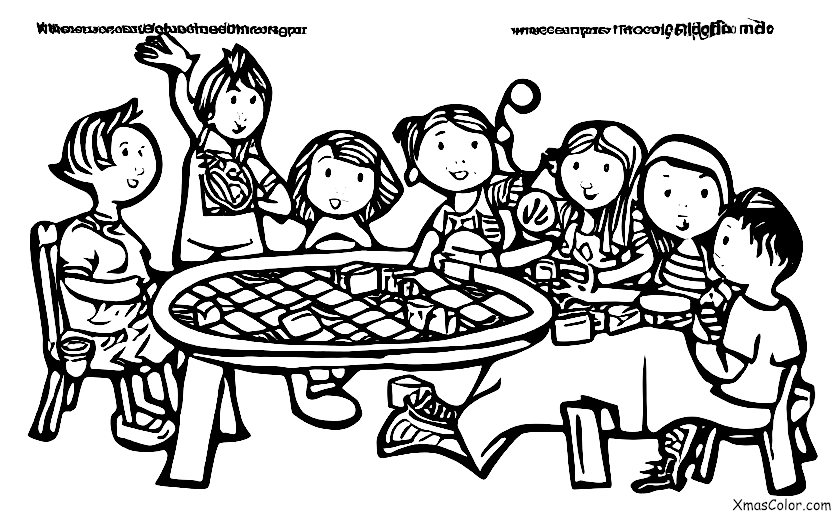 Noël / Jeux: Un groupe d'amis qui jouent à un jeu de société