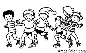 Noël / Jeux: Un groupe d'enfants qui jouent à chat