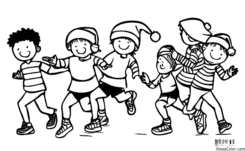 Noël / Jeux: Un groupe d'enfants qui jouent à chat