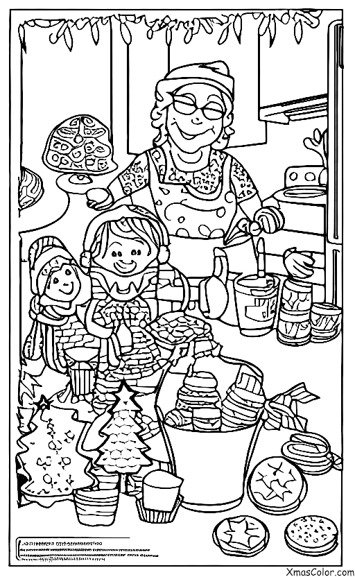 Noël / Joie: Une grand-mère qui prépare des cookies pour ses petits-enfants